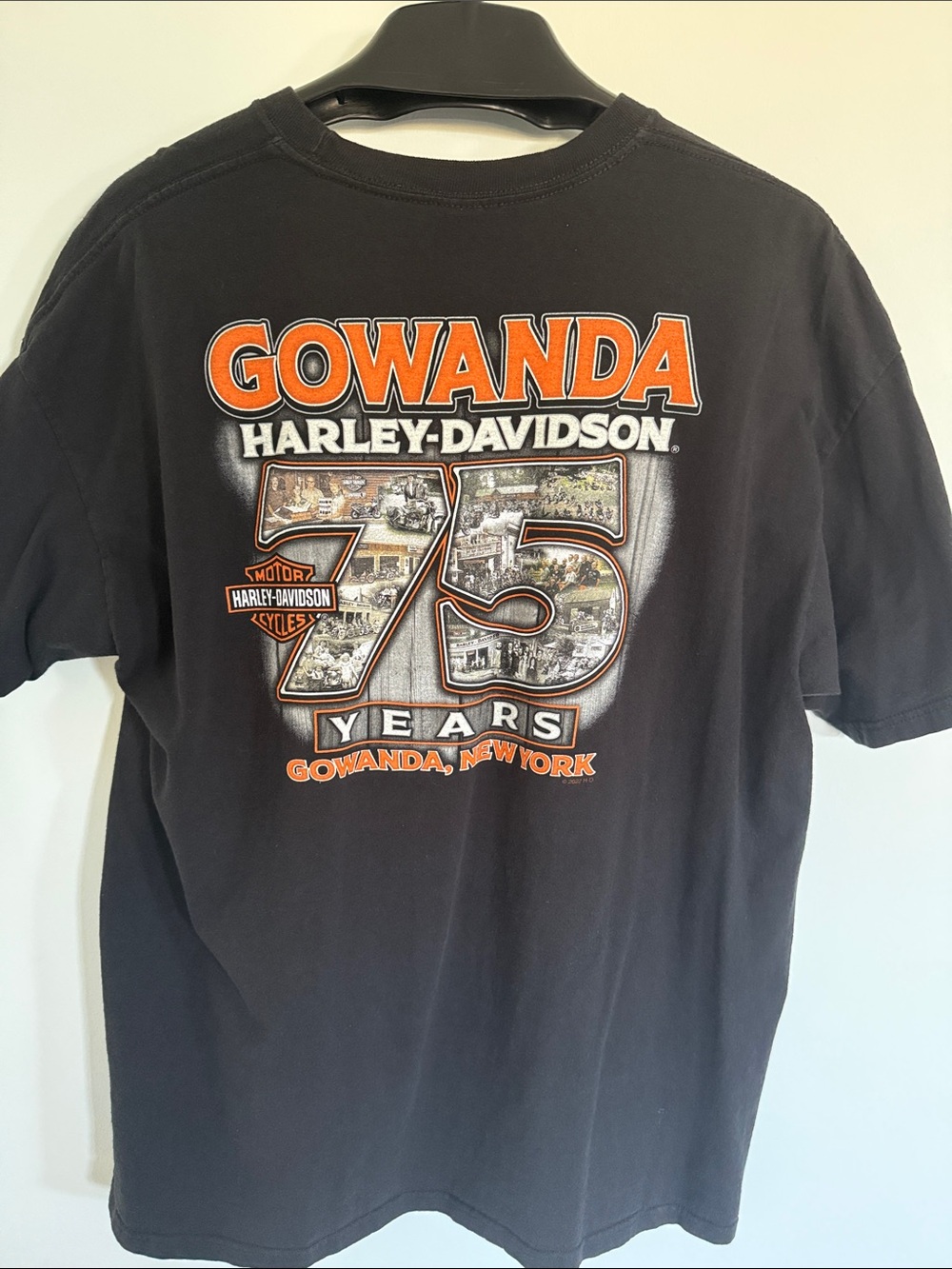 Harley-Davidson Gowanda 75 Years Tee - Black/Orange/White